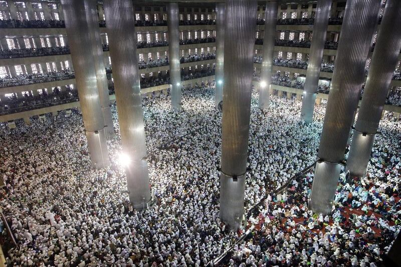 Thousands of Indonesian Muslims stage mass prayers as part of a protest against Jakarta Governor Basuki 'Ahok' Tjahaja Purnama.  EPA/BAGUS INDAHONO
