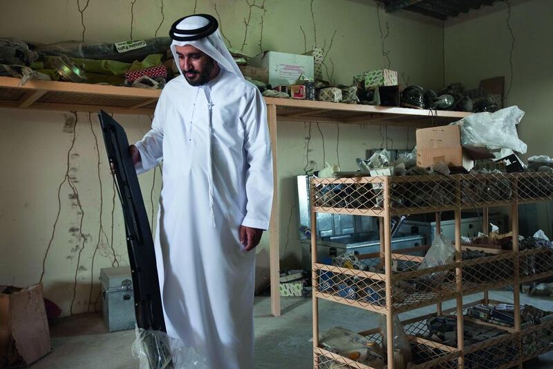 Ahmad Mohammed Ghanem tracks down ‘old new parts’ for Land Rovers and Range Rovers from around the world and sells them to customers who are repairing their off-road vehicles. Antonie Robertson / The National 
