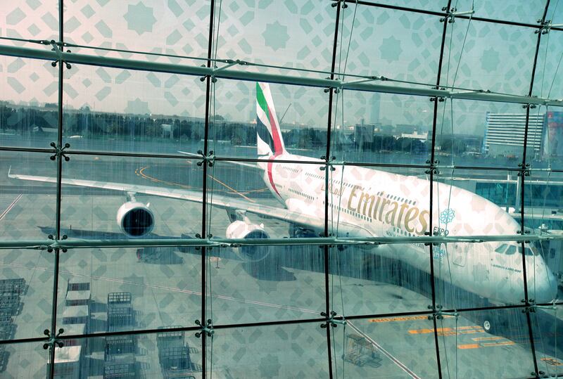 An Emirates Airline Airbus A380 aircraft at concourse A. Bloomberg