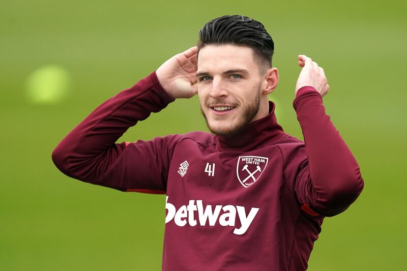 West Ham United midfielder Declan Rice. PA