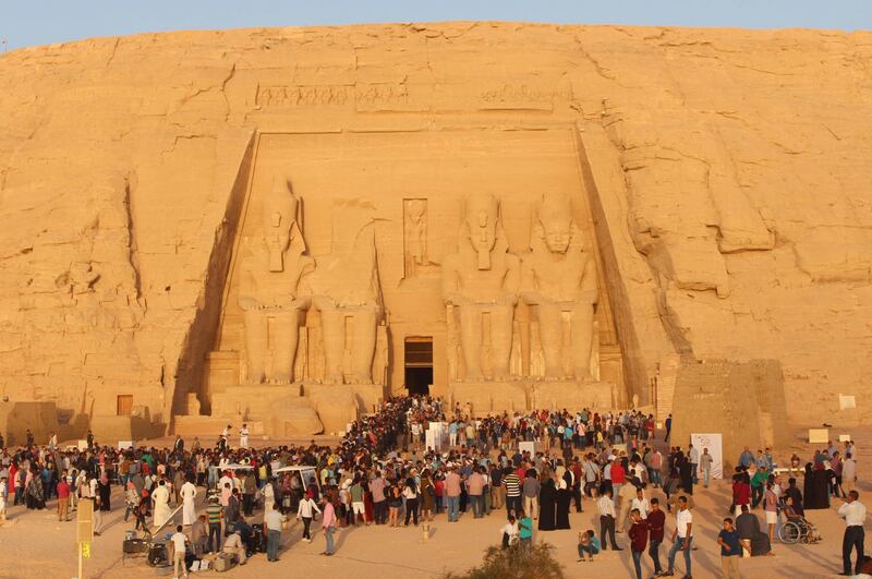 Tourists visit the temple of Abu Simbel, south of Aswan, in upper Egypt. AFP