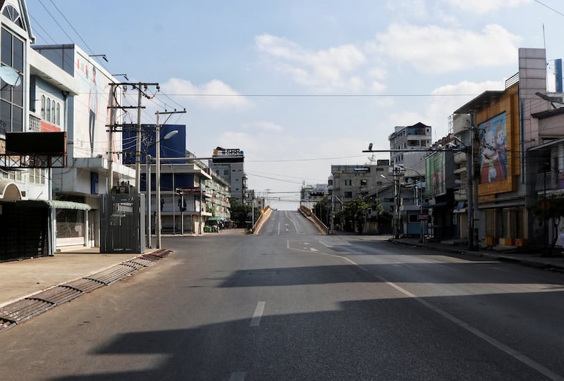 An almost empty road in Mandalay, central Myanmar. Social media posts indicated that the silent strike took place in a number of towns and cities. Reuters