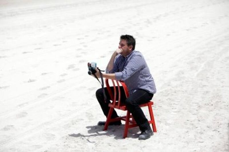 April 16, 2012 (Abu Dhabi) Photographer Sean Blake started a project called Untitled Chair where he photographs people from all over the world with a red chair in an attempt to raise money for for bone marrow donors in April 16, 2013. (Sammy Dallal / The National)