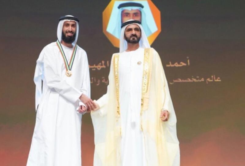 Sheikh Mohammed bin Rashid, Vice President and Ruler of Dubai, pictured with scientist Ahmed Al Mheiri. Courtesy: Twitter
