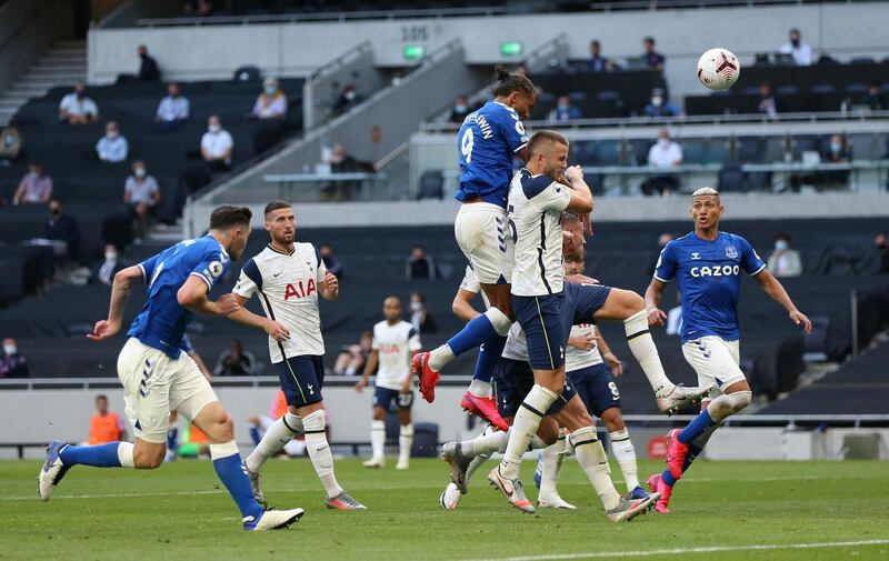 Dominic Calvert-Lewin heads home for Everton. EPA