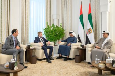 President Sheikh Mohamed and Grant Shapps reviewed co-operation between the two countries in the field of defence. Photo: Presidential Court