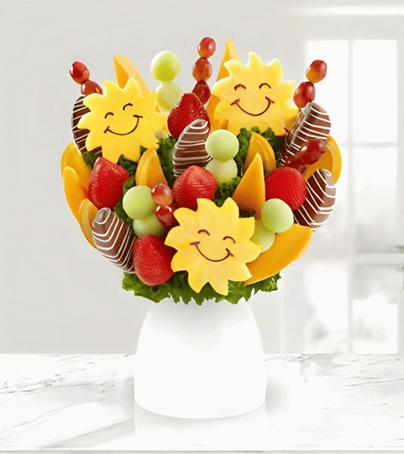 The Send Smiles Their Way fruit bouquet, from Dh199.99, The FlowerShop.ae. Photo: The FlowerShop.ae