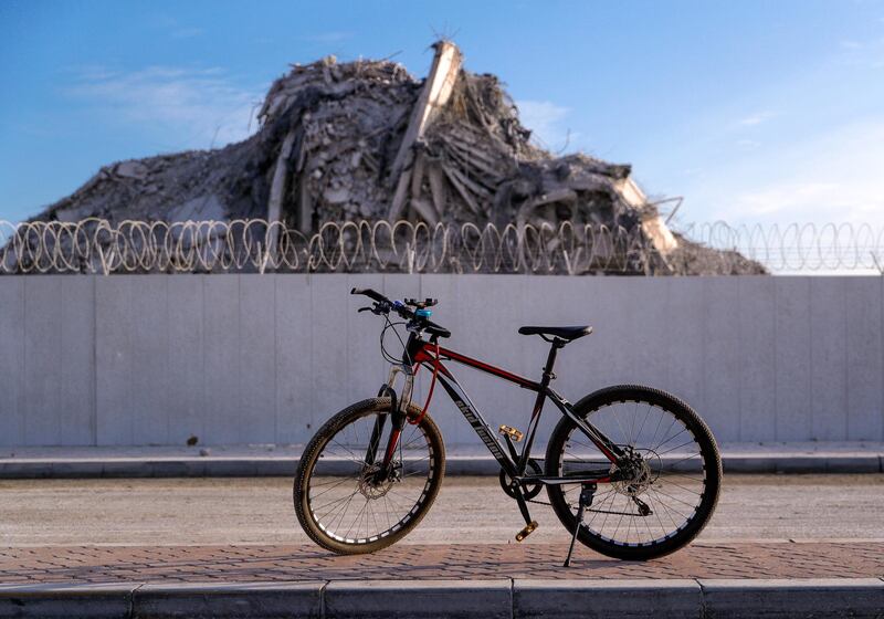 Abu Dhabi, United Arab Emirates, November 28, 2020.  The surrounding areas the morning after the demolition of the Mina Zayed Plaza. Victor Besa/The National
Section:  National News