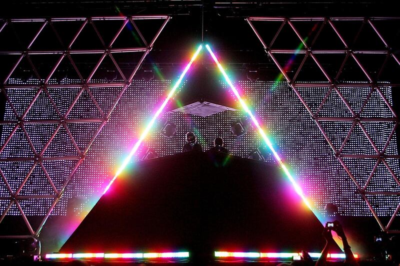 Daft Punk performs during the Vegoose music festival at Sam Boyd Stadium's Star Nursery Field in Las Vegas, Nevada, in 2007. AFP