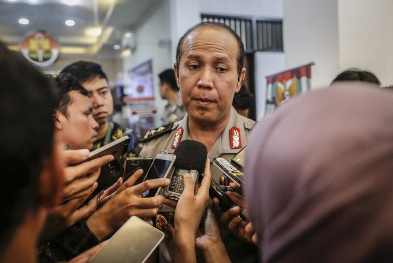 Indonesian national police spokesperson Boy Rafli Amar speaks to media in Jakarta about the suspected death of Indonesia’s terror leader, Santoso. Mast Irham / EPA