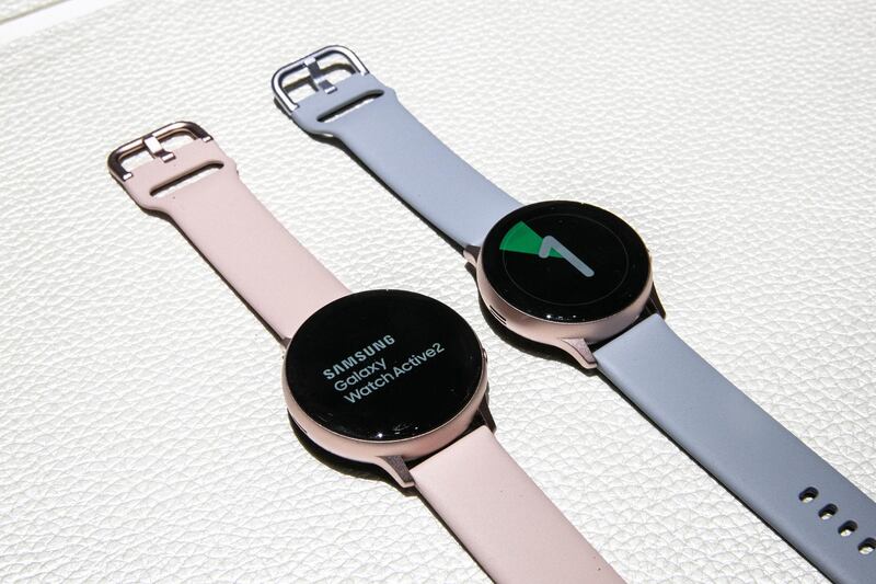 The Samsung Galaxy Watch Active 2 is displayed. Bloomberg