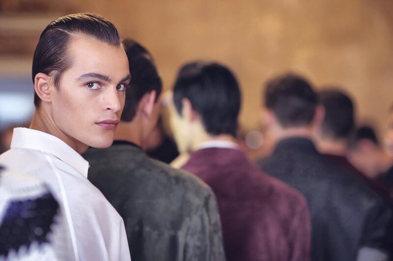 MILAN, ITALY - JUNE 16:  ((EDITORS NOTE: Image has been processed using a digital filter) Model is seen backstage ahead of the Les Hommes show during Milan Men's Fashion Week Spring/Summer 2019 on June 16, 2018 in Milan, Italy.  (Photo by Andreas Rentz/Getty Images)