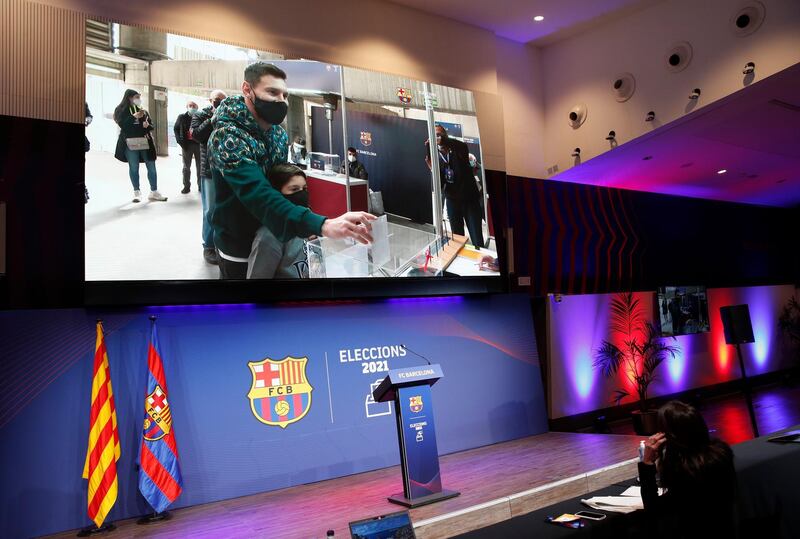 Barcelona's Lionel Messi casts his vote on Sunday. Reuters