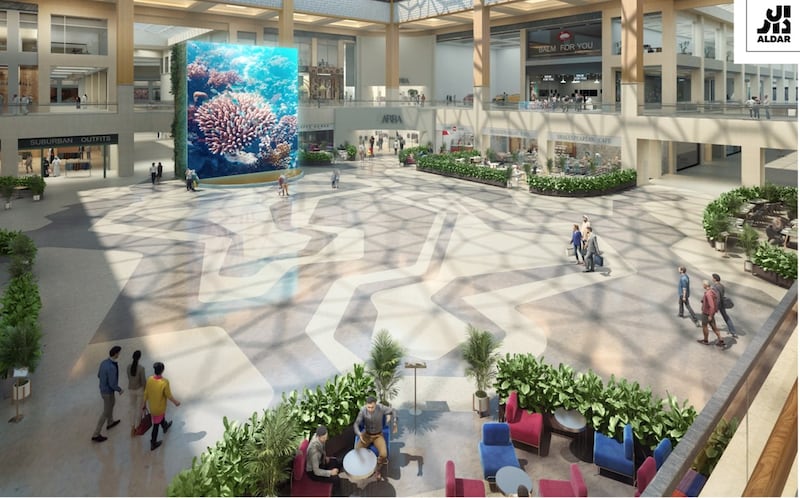 A CGI image of the planned 'Town Square' redevelopment in Yas Mall, Abu Dhabi. Aldar Investment announced the Dh500m plans on Monday. All photos courtesy: Aldar Investment
