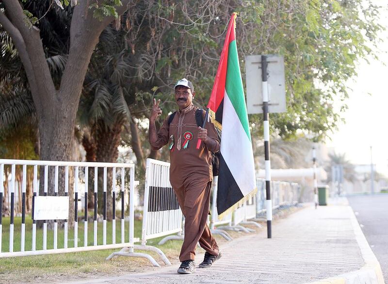 Mohammed Idrees ends his walk at Pakistani embassy in Abu Dhabi. Satish Kumar / The National 