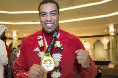 Faisal Al Ketbi, pictured with his Asian Games gold medal, will spearhead the UAE challenge at the Abu Dhabi World Pro. Leslie Pableo for The National