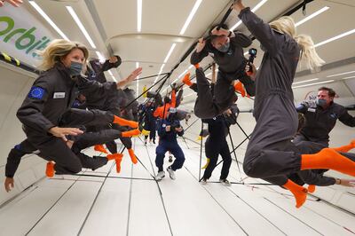 Passengers experiencing zero gravity during the flight. Photo: Orbite Air Zero G