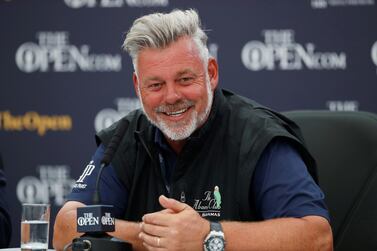 Darren Clarke, the 2011 British Open winner, addresses the media ahead of this week's British Open at Royal Portrush in Northern Ireland. Reuters