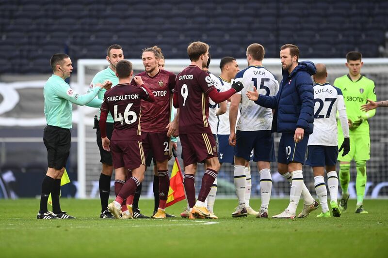 SUB: Jamie Shackleton (Alioski 64') - 4. One of two subs made by Marcelo Bielsa after Spurs scored their third. EPA