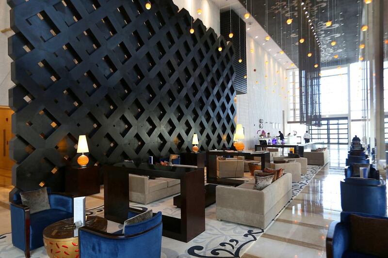 The lobby at the Southern Sun hotel in Abu Dhabi. Pawan Singh / The National