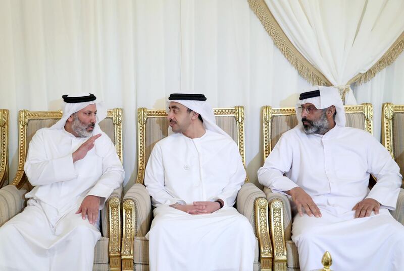 <p>Sheikh Abdullah bin Zayed, Minister of Foreign Affairs and International Co-operation, visits the family of Saeed Al Hajeri&nbsp;to offer his condolences. Wam</p>
