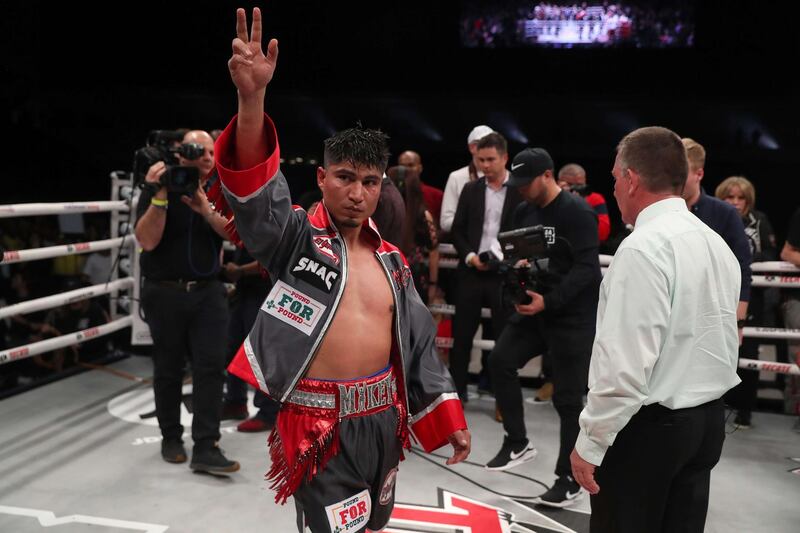 Mikey Garcia celebrates after defeating Jessie Vargas in a unanimous decision to win the WBC Welterweight Diamond Championship belt at The Ford Center at The Star in Frisco, Texas. Getty