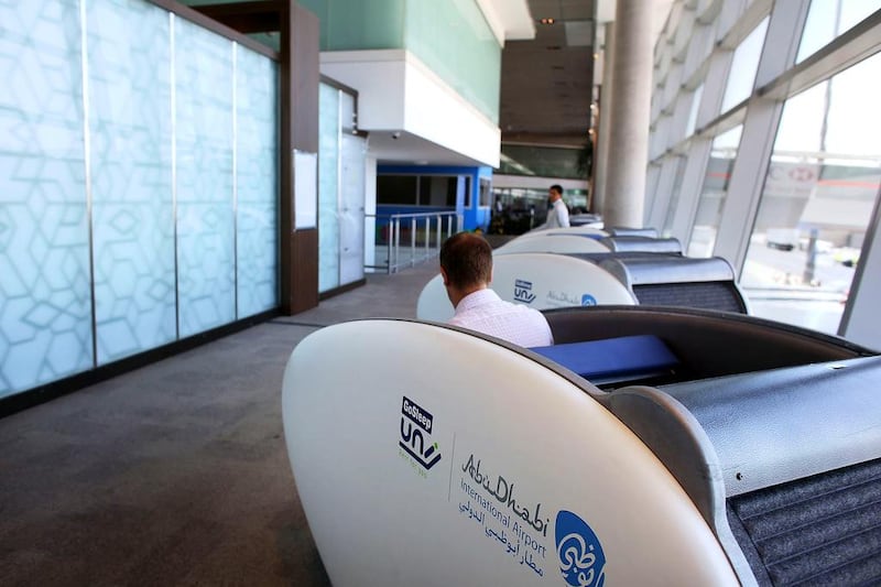 Abu Dhabi International Airport was voted third best in the Middle East. Doha Hamad International Airport in Qatar was second. Abu Dhabi was praised for its architecture and sleep pods. Delores Johnson / The National