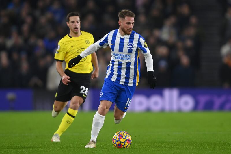Alexis Mac Allister of Brighton & Hove Albion runs with the ball. Getty Images