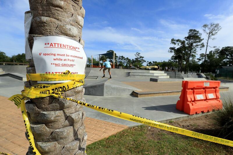 A skater rides in a public park amid the Coronavirus outbreak in Jacksonville Beach, Florida. Getty Images