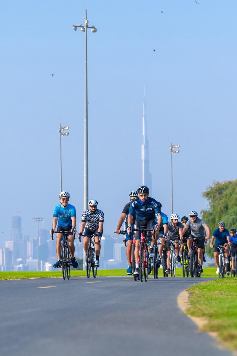 DUBAI, 15th November, 2020 (WAM) -- His Highness Sheikh Hamdan bin Mohammed bin Rashid Al Maktoum, Dubai Crown Prince and Chairman of the Executive Council of Dubai, today met with leaders of major global companies operating in Dubai on the sidelines of a corporate cycling trial for the Dubai Fitness Challenge (DFC) 2020, and joined them on a 20 km cycling tour of the Nad Al Sheba Sports Complex. The meeting underscores Dubai’s strong ties with major international companies across sectors. Wam