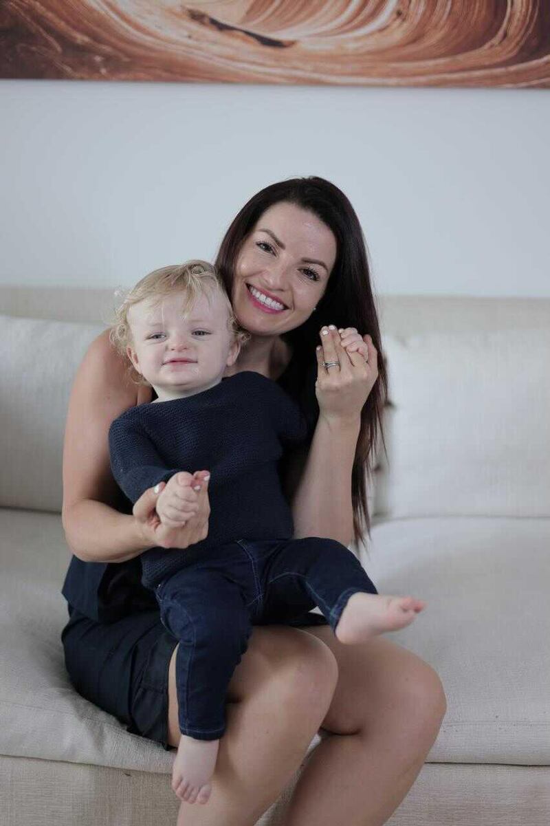 Rhian Adams and her son Samson Oliver Turton, who is 14 months. Oliver was diagnosed with the condition when he was 10 months old. Photo: Brittany Joy