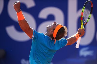 BARCELONA, SPAIN - APRIL 26: Rafael Nadal of Spain celebrates his victory against Jan-Lennard Struff of Germany during their quarter final match during day five of the Barcelona Open Banc Sabadell at Real Club De Tenis Barcelona on April 26, 2019 in Barcelona, Spain. (Photo by Alex Caparros/Getty Images)