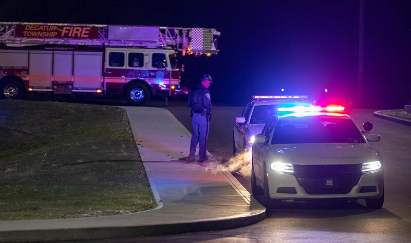 Police and fire teams arrive at the scene outside a FedEx facility in Indianapolis where multiple people were reportedly shot at the FedEx Ground facility. AP Photo