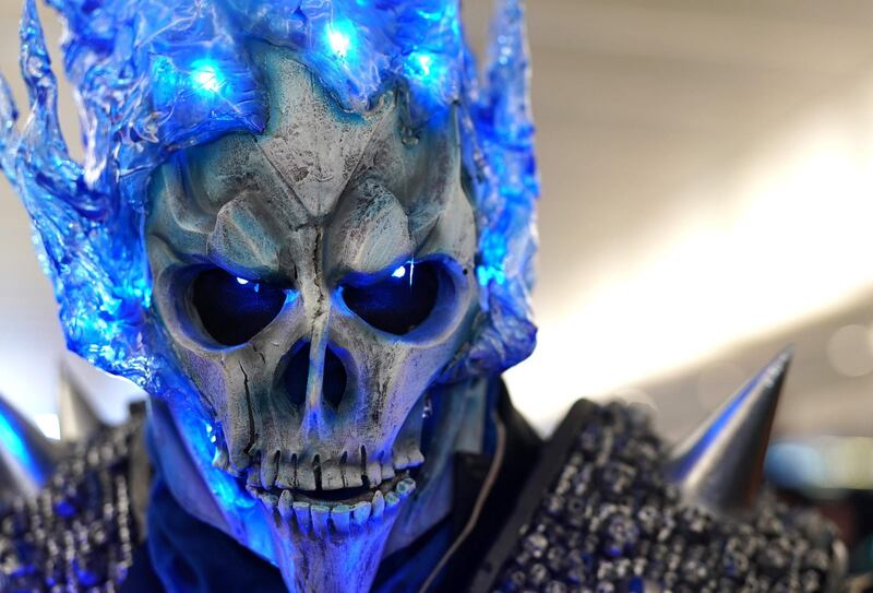 A cosplayer dressed as Ghost Rider from Marvel. AFP