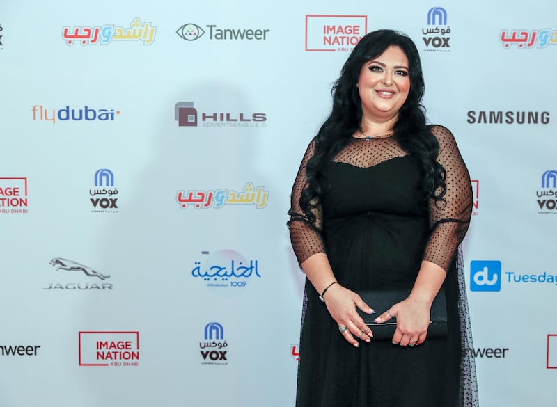 Dubai, United Arab Emirates, May 21, 2019.    Premiere of Image Nation’s latest, Rashid and Rajab.  Red carpet,  “celebs” and bigwigs. --  Doaa Ragab as Honsiya at the red carpet.
Victor Besa/The National
Section:  A&L
Reporter:  Chris Newbould