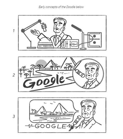 Concept sketches of the doodle. Courtesy Google