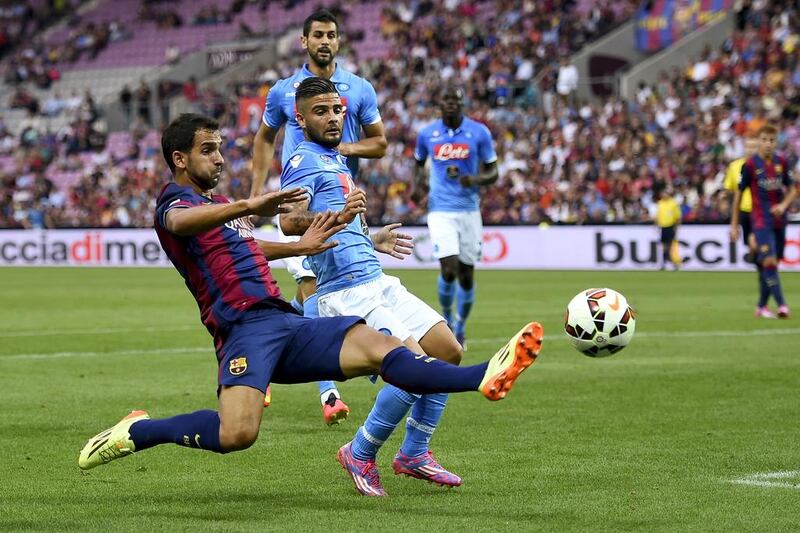 Martin Montoya has appeared in just one match for Barcelona this season. Fabrice Coffrini / AFP