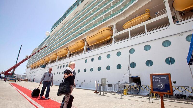 Passengers arriving at the cruise ship Mariner of the Seas at Mina Rashid, Dubai. More than 25,000 cruise ship tourists are expected in Dubai this weekend. Jaime Puebla / The National