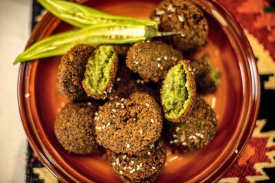 Falafel cooked by chef John Torode. Photo: David Warren