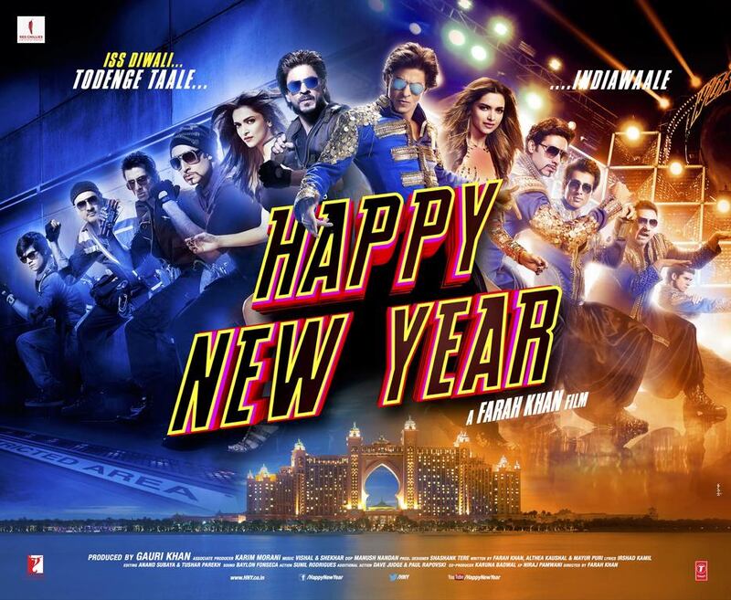 Poster for the international premiere of Bollywood blockbuster Happy New Year.