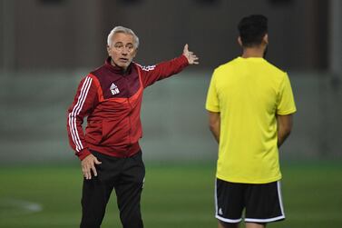 Manager Bert van Marwijk takes UAE training at Al Wasl's Zabeel Stadium in Dubai as they ramp up preparations for the resumption of their 2022 World Cup qualification campaign in June. All photos courtesy UAE FA