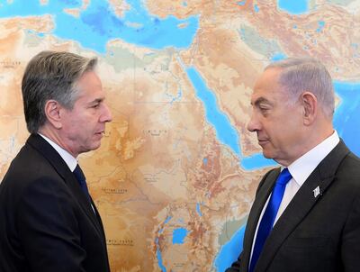 US Secretary of State Antony Blinken meets Israeli Prime Minister Benjamin Netanyahu in Jerusalem last week. EPA
