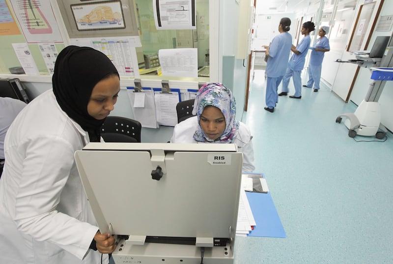 Nurses at Rashid Hospital in Dubai. The emirate is planning five nursing schools in the hope of making the profession more attractive, especially to Emiratis. Jaime Puebla / The National