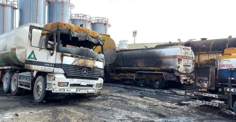 Ten diesel tankers were damaged in the blaze. All photos: Ajman Civil Defence