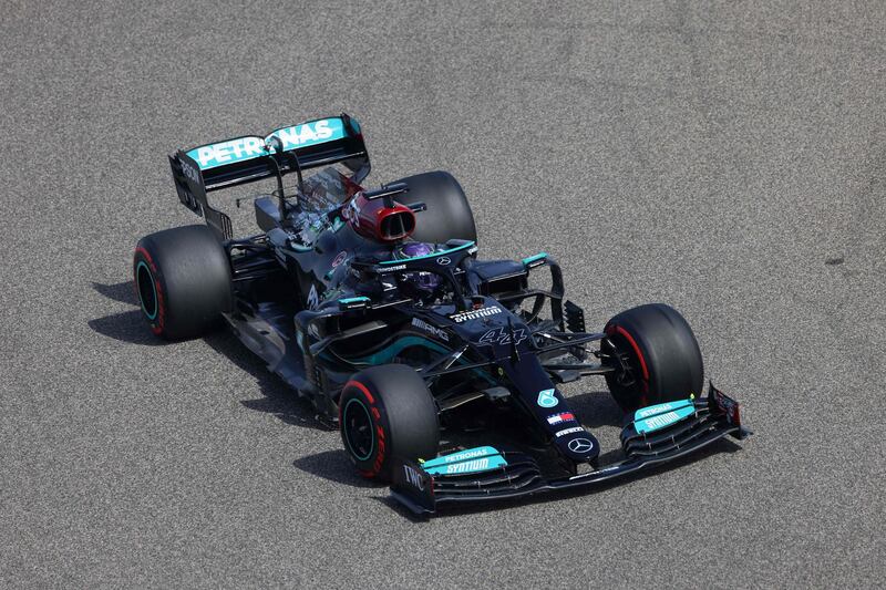 Mercedes' British driver Lewis Hamilton drives during the second practice session. AFP