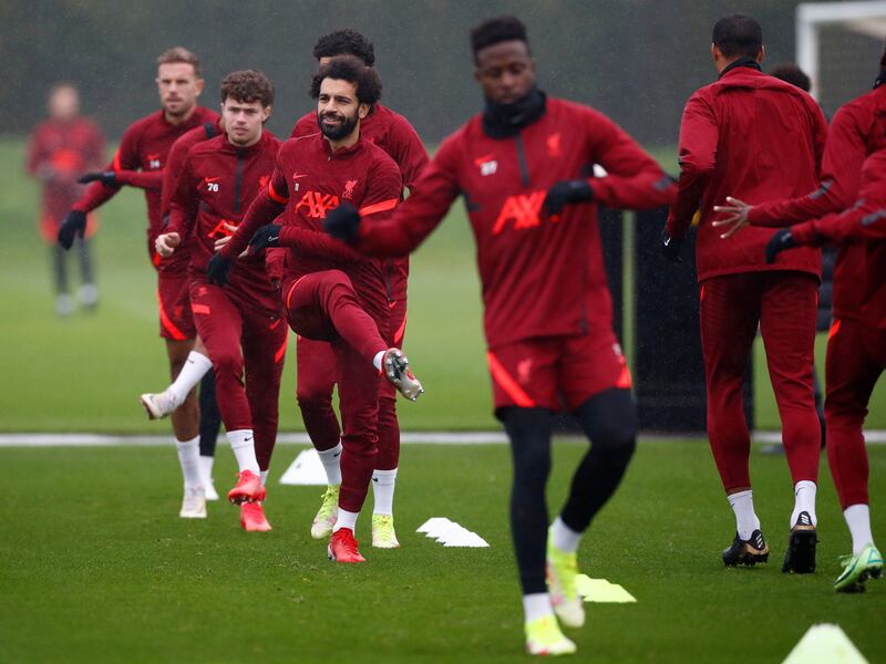 Liverpool's Mohamed Salah training with teammates ahead of their Champions League clash with Atletico Madrid in Spain on Tuesday, October 19. Reuters