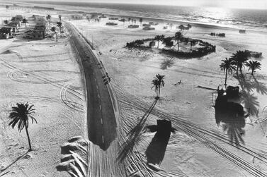 UNITED ARAB EMIRATES. Road from Abu Dhabi to Dubai, 10 kms from Dubai. 1975.

Contact email:
New York : photography@magnumphotos.com
Paris : magnum@magnumphotos.fr
London : magnum@magnumphotos.co.uk
Tokyo : tokyo@magnumphotos.co.jp

Contact phones:
New York : +1 212 929 6000
Paris: + 33 1 53 42 50 00
London: + 44 20 7490 1771
Tokyo: + 81 3 3219 0771

Image URL:
http://www.magnumphotos.com/Archive/C.aspx?VP3=ViewBox_VPage&IID=2S5RYDYMQQ66&CT=Image&IT=ZoomImage01_VForm