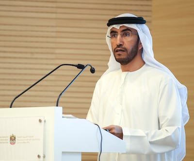 Ghannam Al Mazrouei, Secretary General of the Emirati Talent Competitiveness Council, speaks to the media about Emiratisation. Victor Besa / The National
