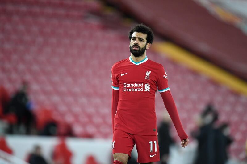 A dejected Mohamed Salah after Liverpool's 1-0 home defeat to Burnley on January 21. The result ended the club's remarkable record at Anfield. AP