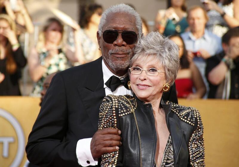 Actor Morgan Freeman and SAG Award honoree Rita Moreno arrive. Reuters